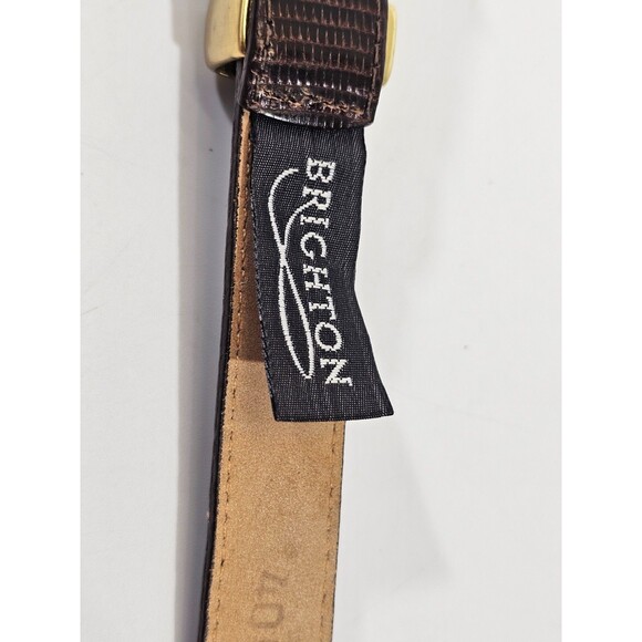 LM Women's M L 32 Brighton Classics Embossed Leather Belt Brown 3/4"W x38"L - Picture 5 of 9